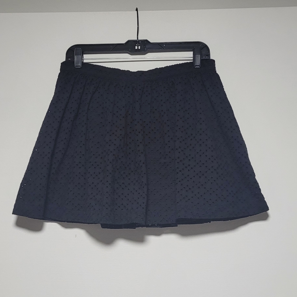 H&M Black Eyelet Mini Skirt Size 10